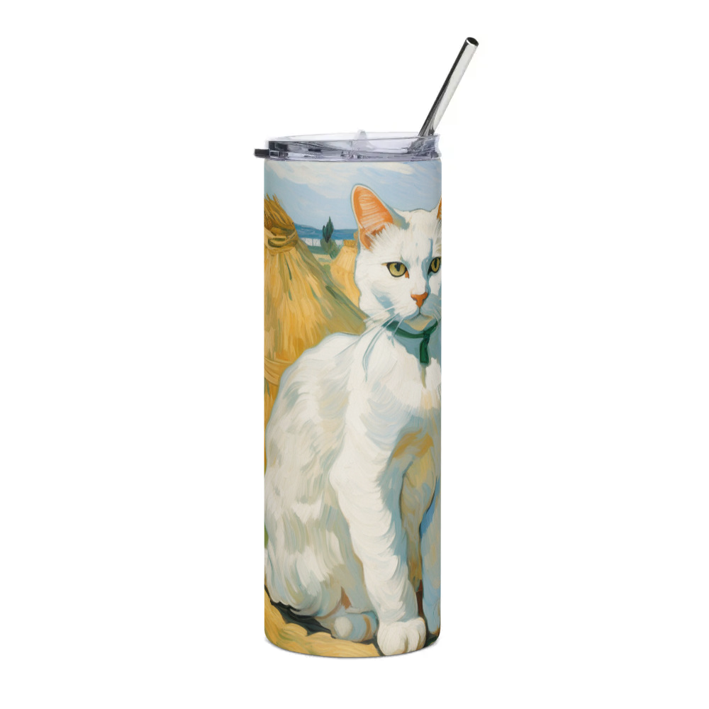 PugMug Custom White Companion Cat Stainless Steel Tumbler