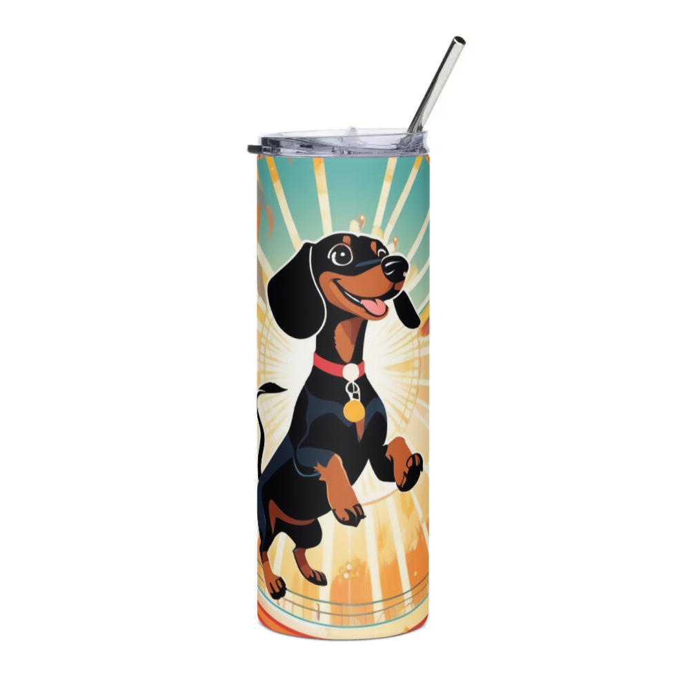 PugMug Custom Black Dachshund Stainless Steel Tumbler