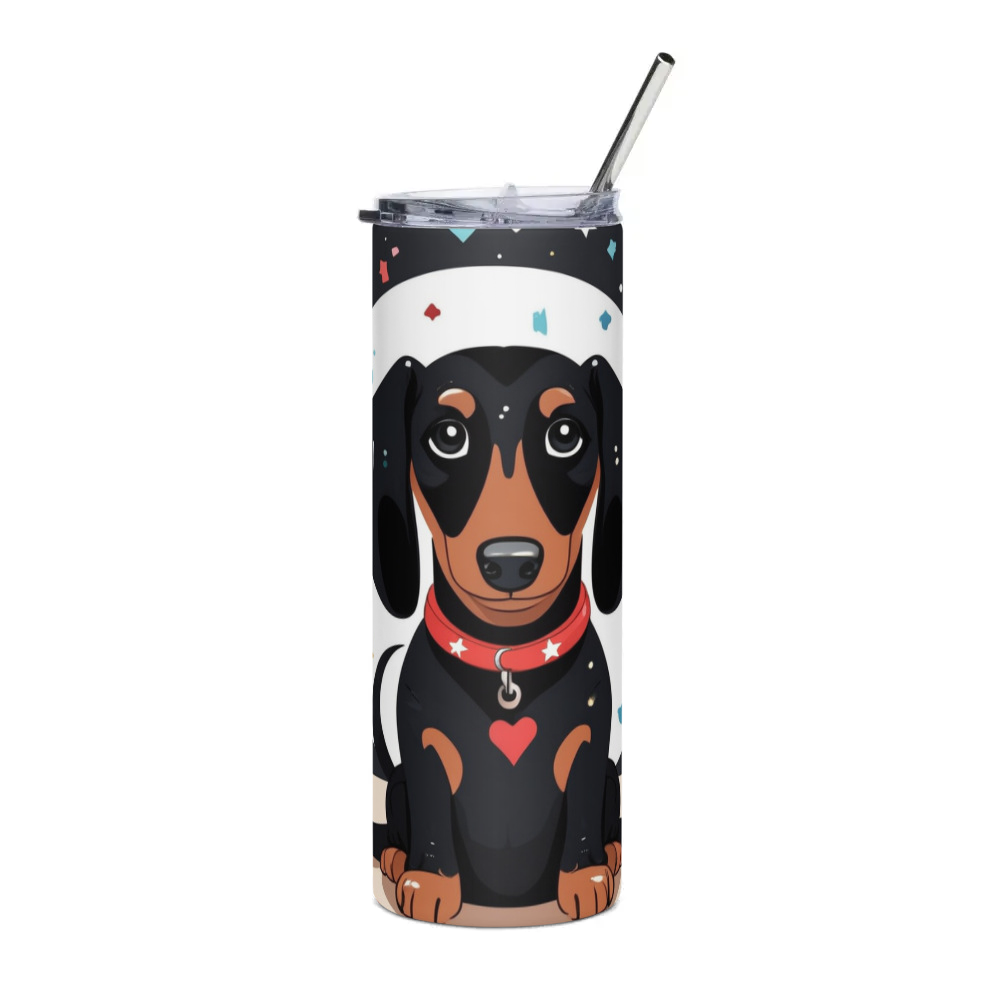 PugMug Custom Black Dachshund Stainless Steel Tumbler