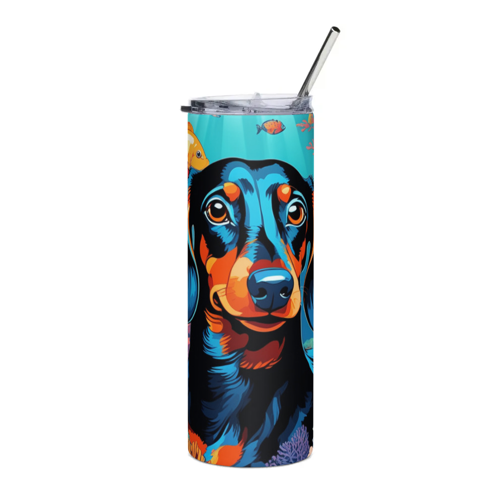 PugMug Custom Black Dachshund Stainless Steel Tumbler