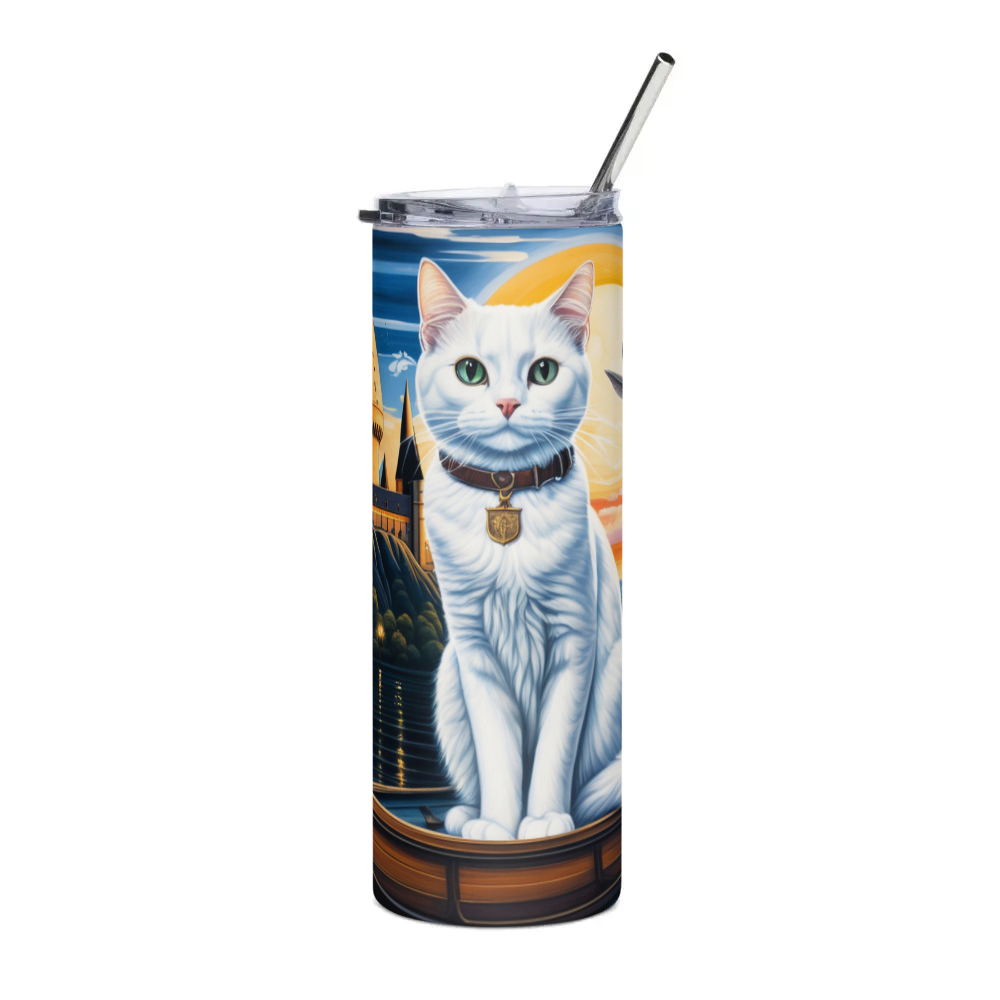 PugMug Custom White Companion Cat Stainless Steel Tumbler