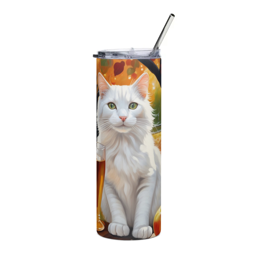 PugMug Custom White Companion Cat Stainless Steel Tumbler