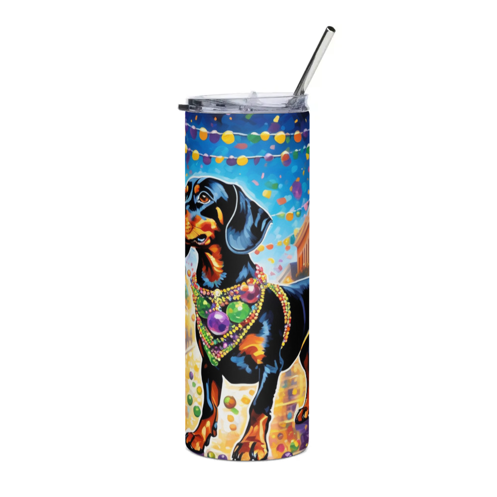 PugMug Custom Black Dachshund Stainless Steel Tumbler