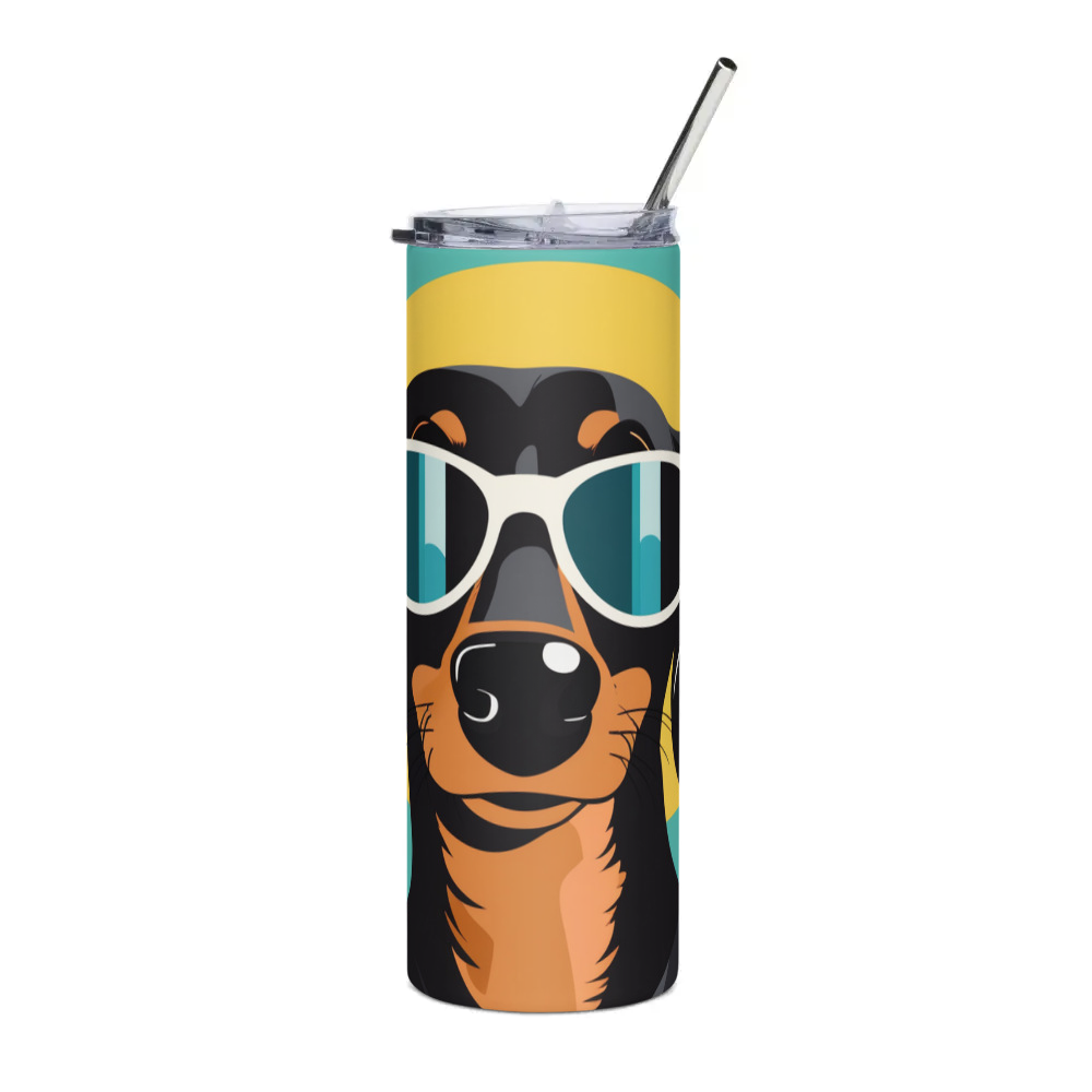 PugMug Custom Black Dachshund Stainless Steel Tumbler