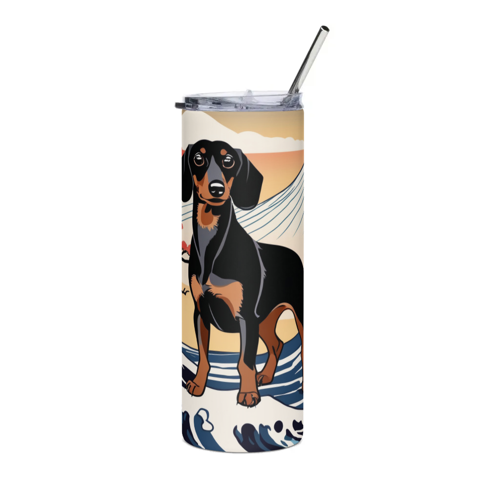 PugMug Custom Black Dachshund Stainless Steel Tumbler