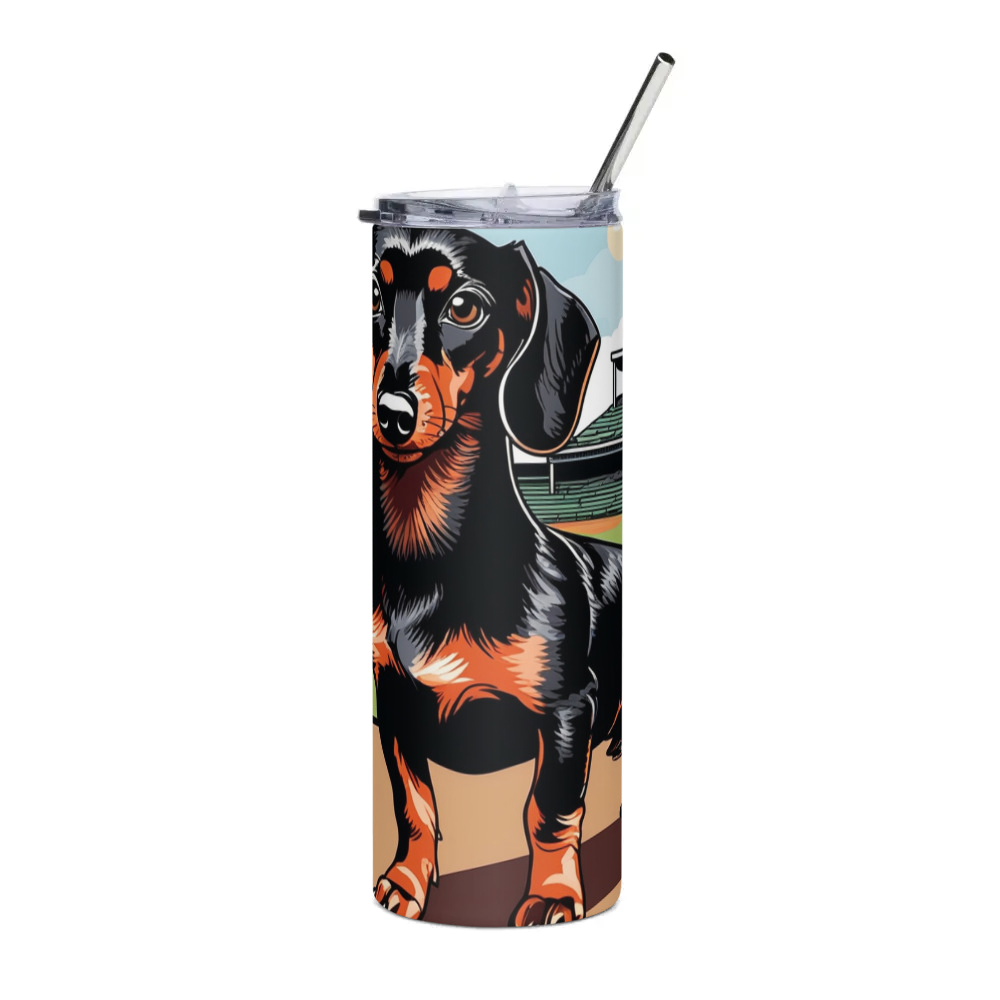 PugMug Custom Black Dachshund Stainless Steel Tumbler