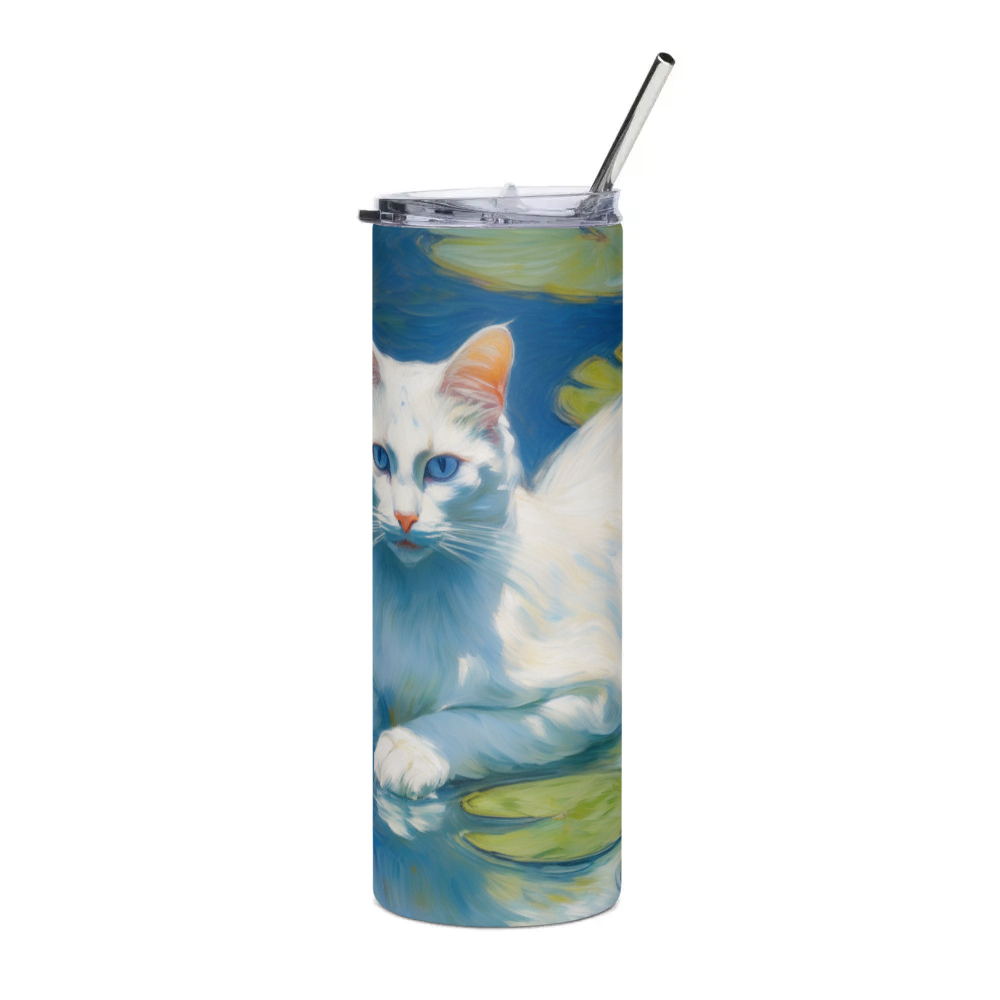 PugMug Custom White Companion Cat Stainless Steel Tumbler