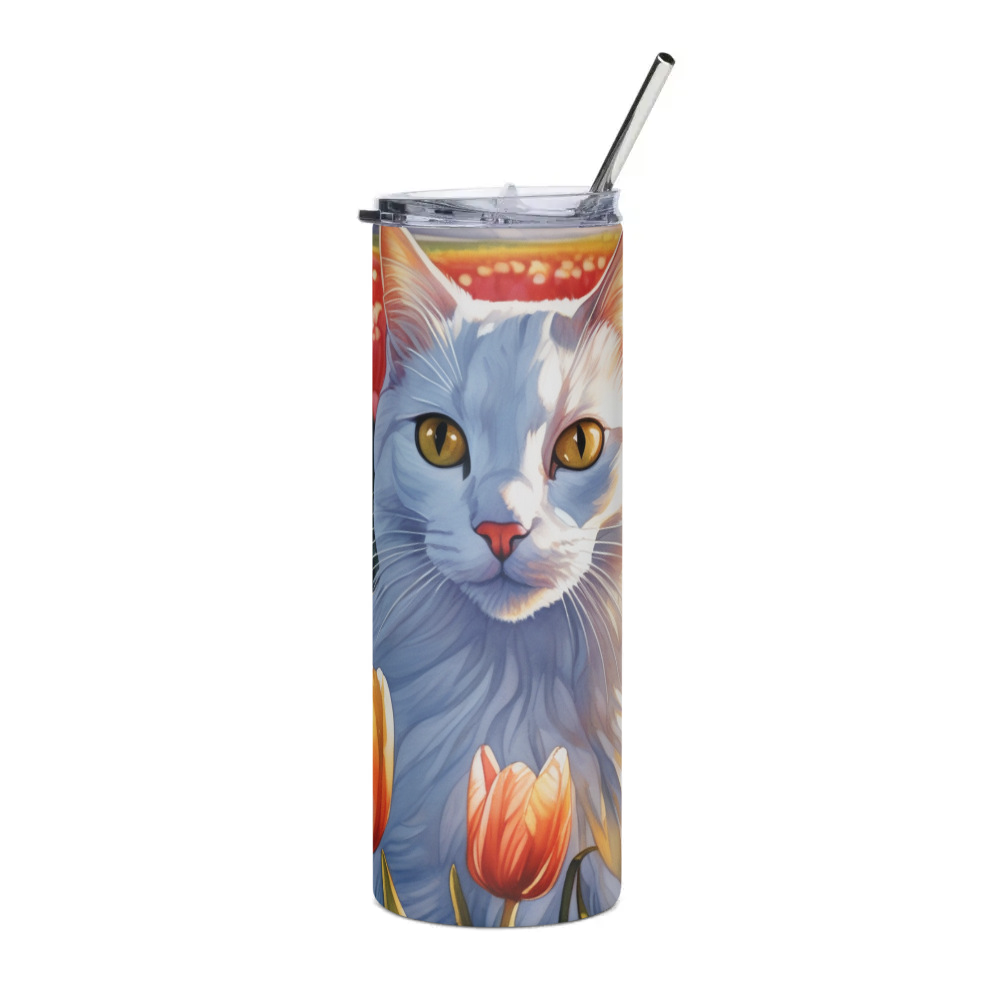 PugMug Custom White Companion Cat Stainless Steel Tumbler