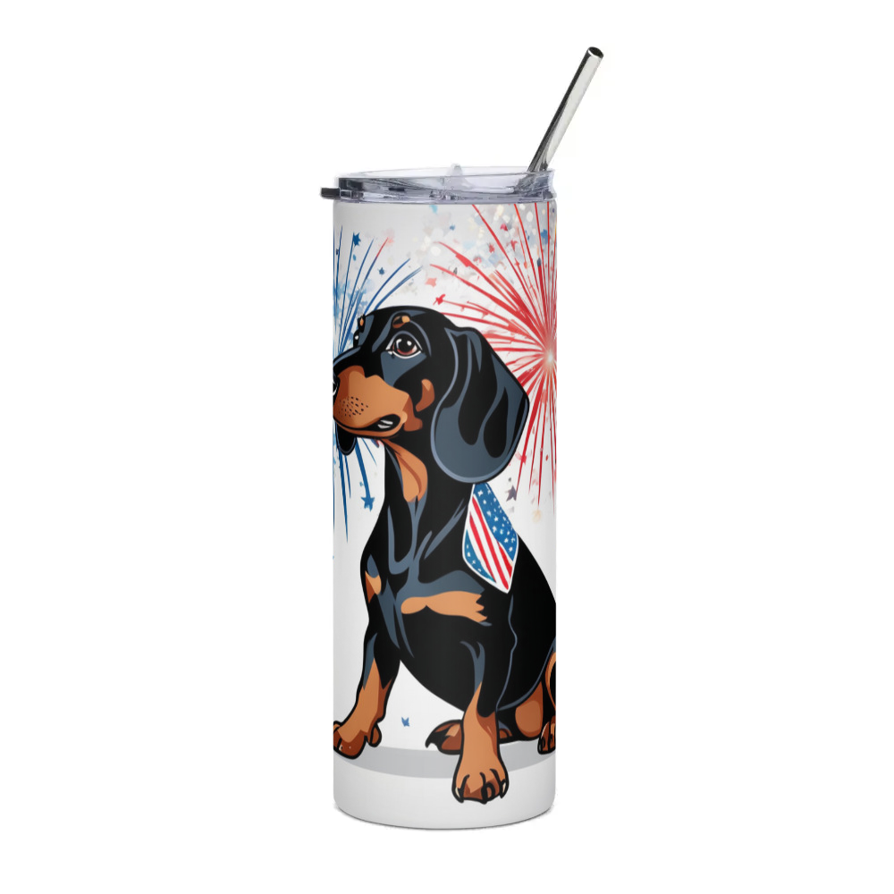 PugMug Custom Black Dachshund Stainless Steel Tumbler
