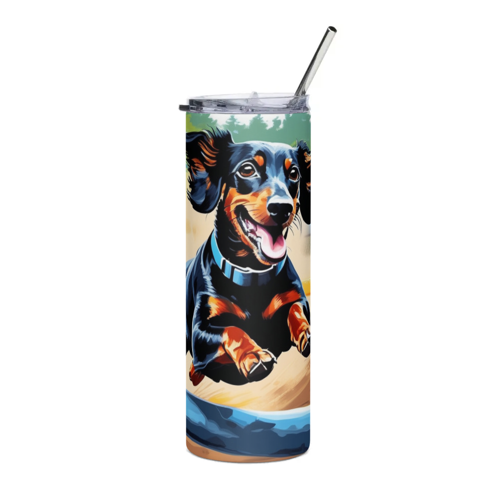 PugMug Custom Black Dachshund Stainless Steel Tumbler