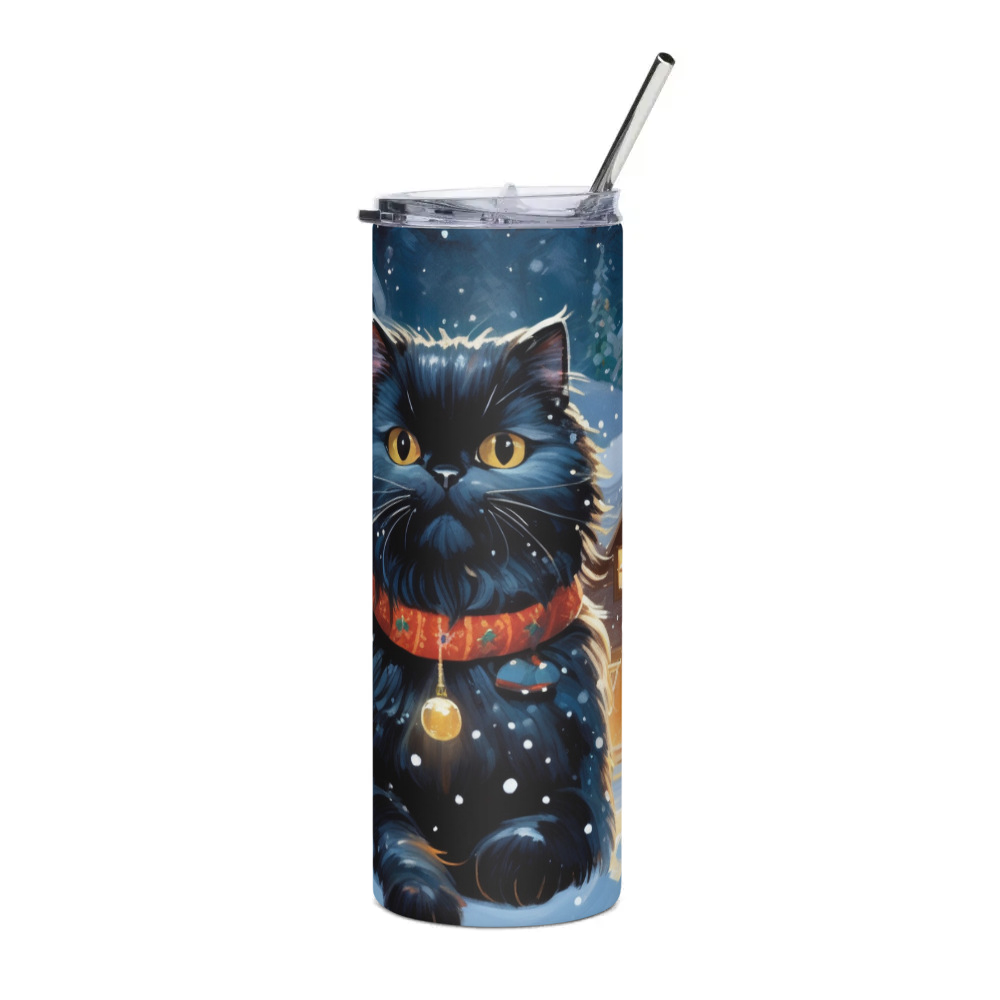 PugMug Custom Black Persian Cat Stainless Steel Tumbler