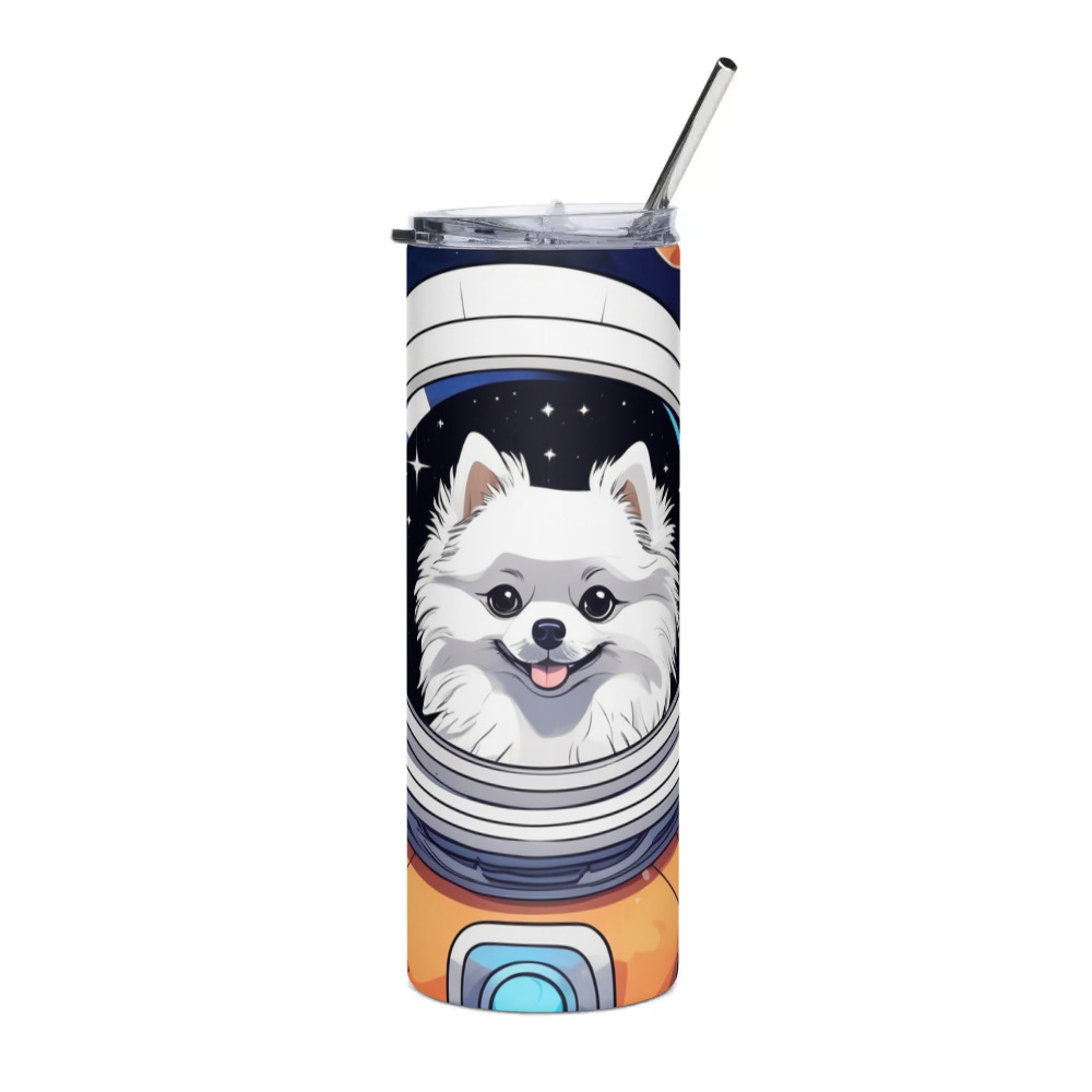 PugMug Custom White Pomeranian Stainless Steel Tumbler