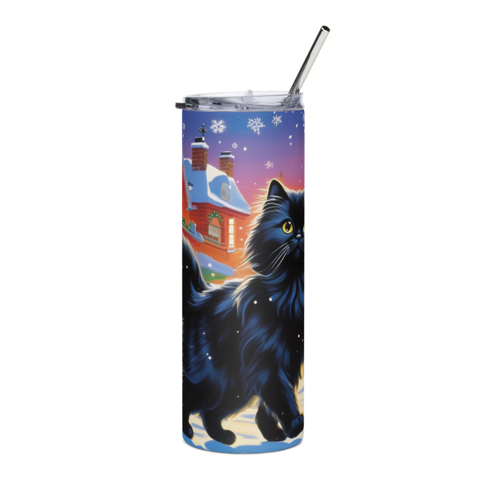 PugMug Custom Black Persian Cat Stainless Steel Tumbler