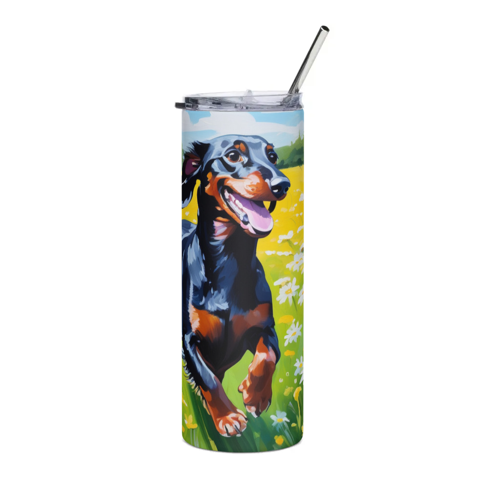 PugMug Custom Black Dachshund Stainless Steel Tumbler