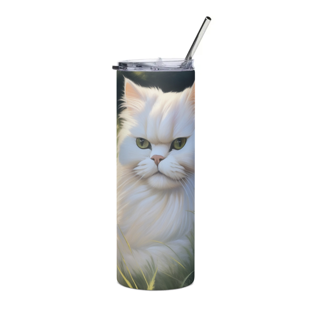 PugMug Custom White Persian Cat Stainless Steel Tumbler