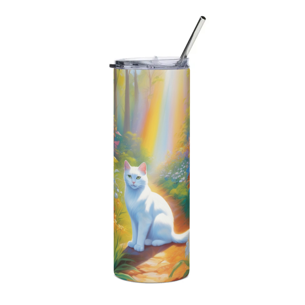 PugMug Custom White Companion Cat Stainless Steel Tumbler