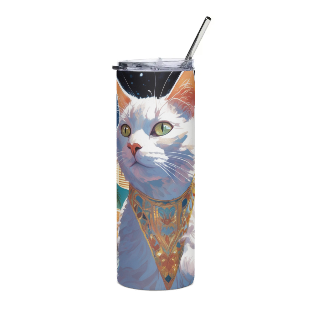 PugMug Custom White Companion Cat Stainless Steel Tumbler