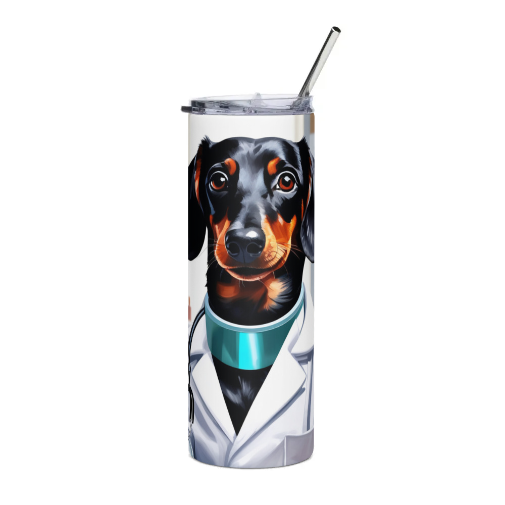 PugMug Custom Black Dachshund Stainless Steel Tumbler