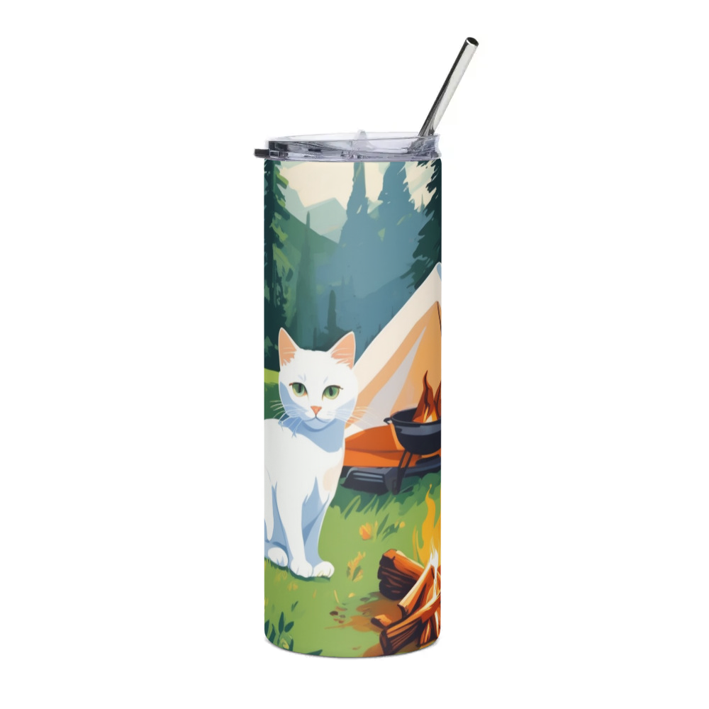 PugMug Custom White Companion Cat Stainless Steel Tumbler