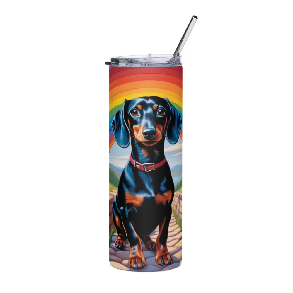 PugMug Custom Black Dachshund Stainless Steel Tumbler