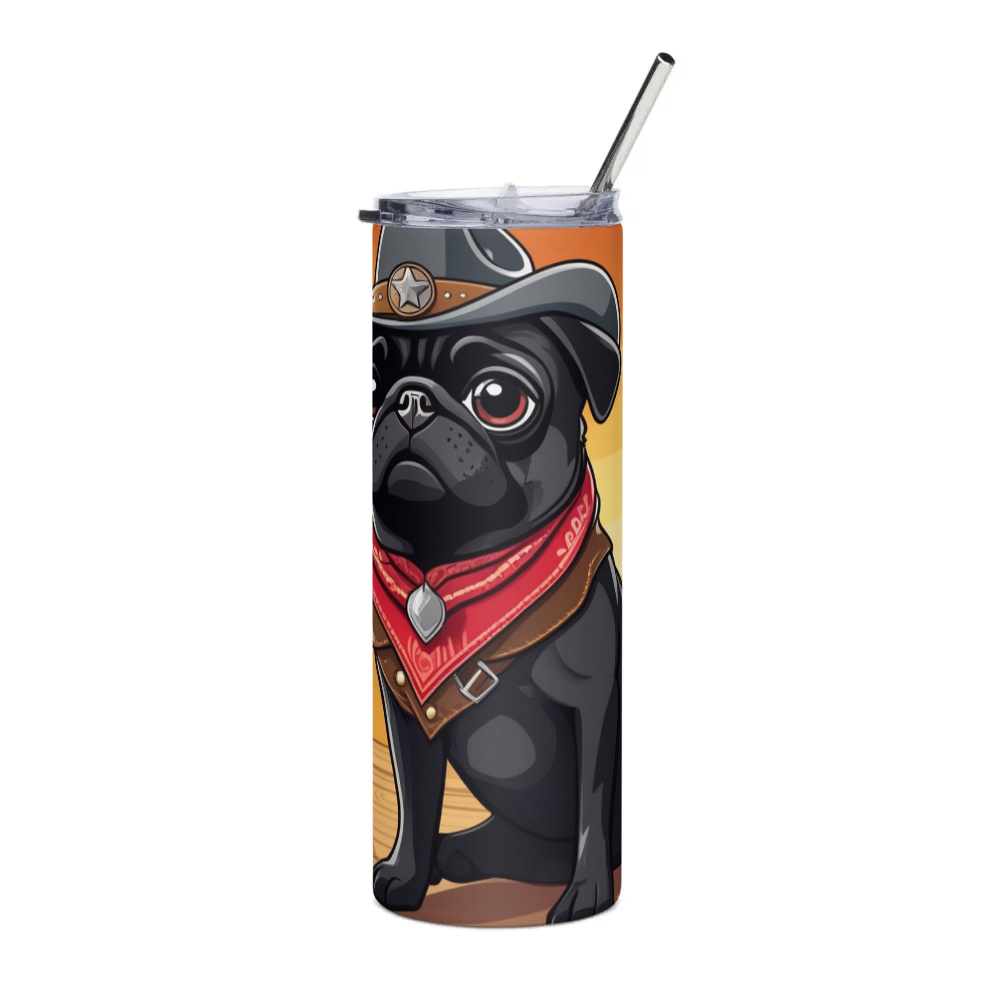 PugMug Custom Black Pug Stainless Steel Tumbler