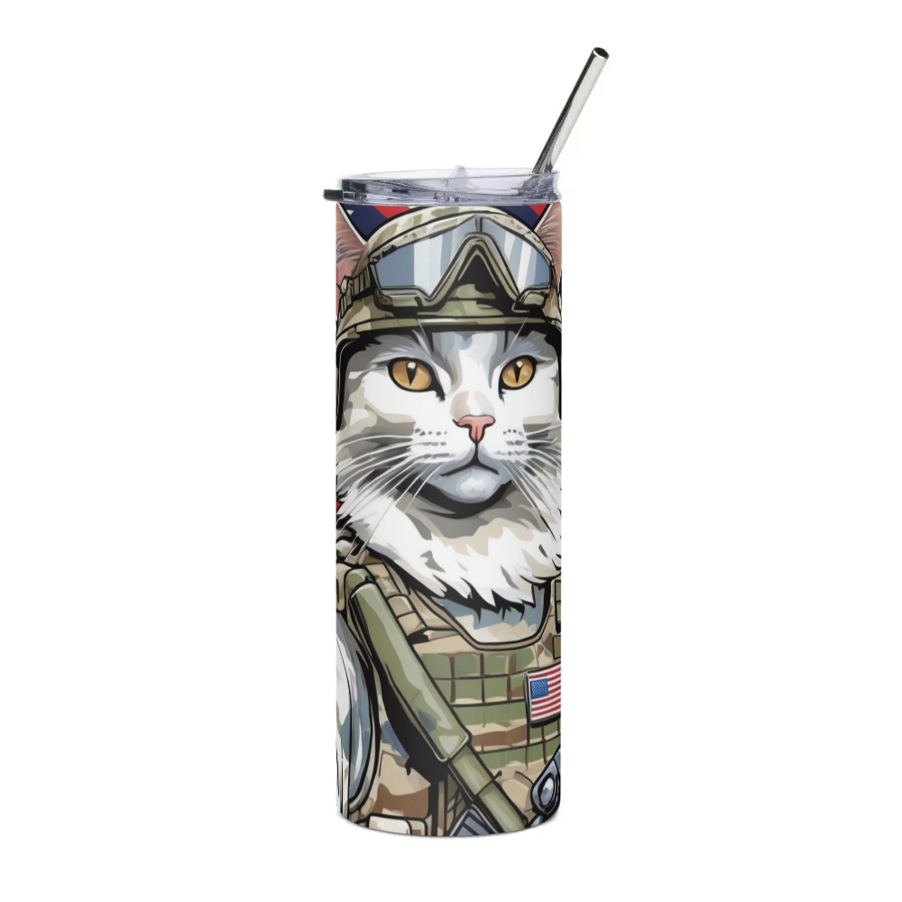 PugMug Custom White Companion Cat Stainless Steel Tumbler