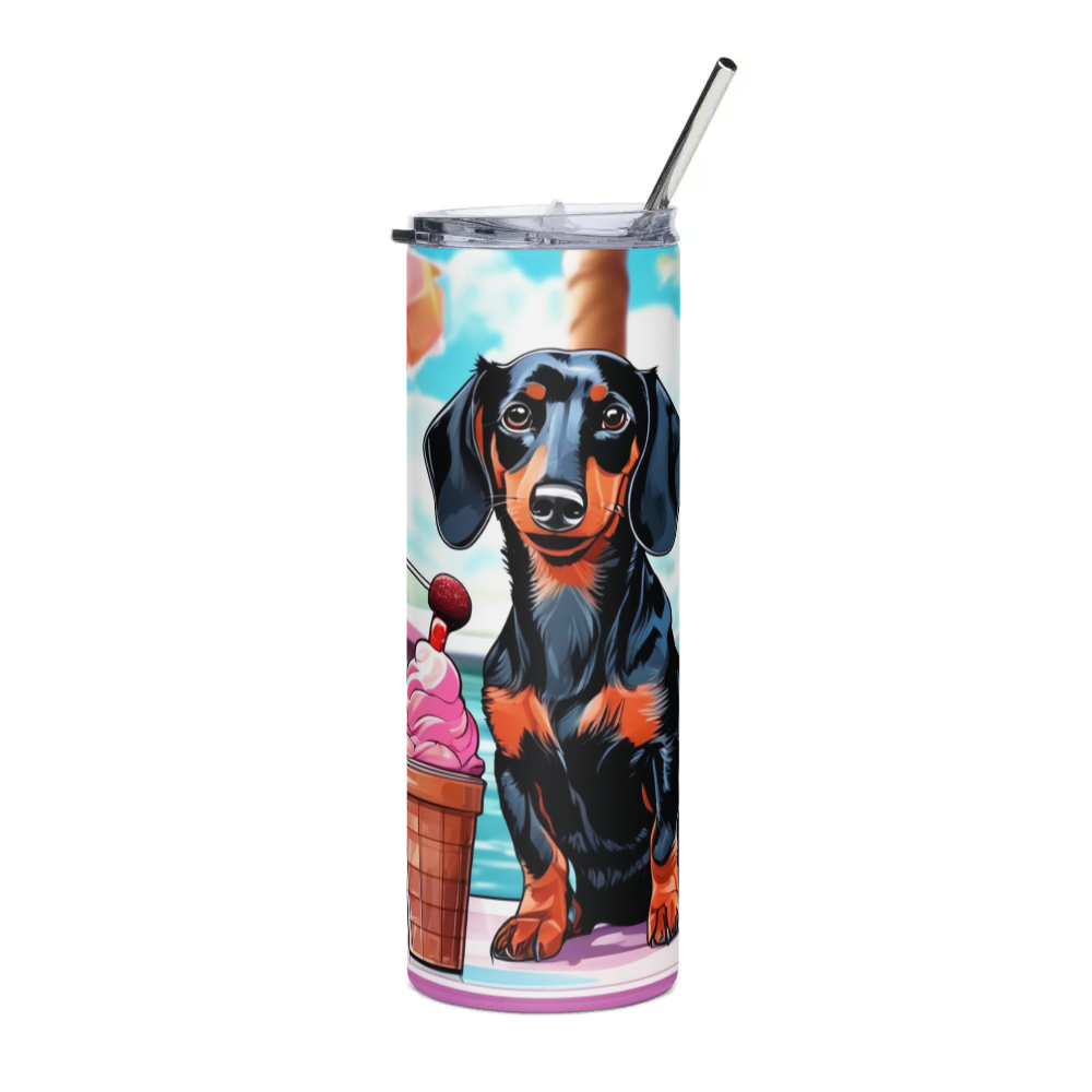 PugMug Custom Black Dachshund Stainless Steel Tumbler