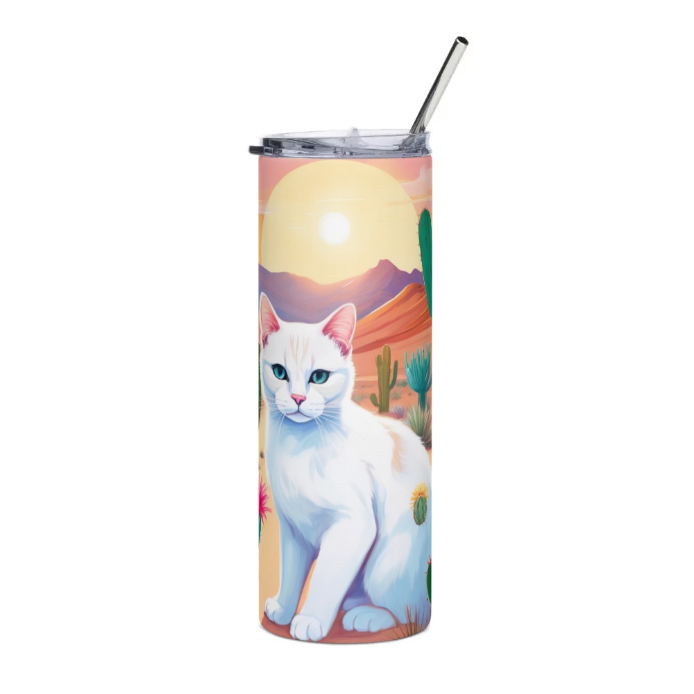PugMug Custom White Exotic Cat Stainless Steel Tumbler