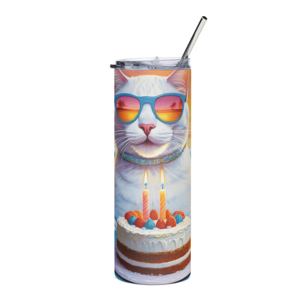 PugMug Custom White Exotic Cat Stainless Steel Tumbler