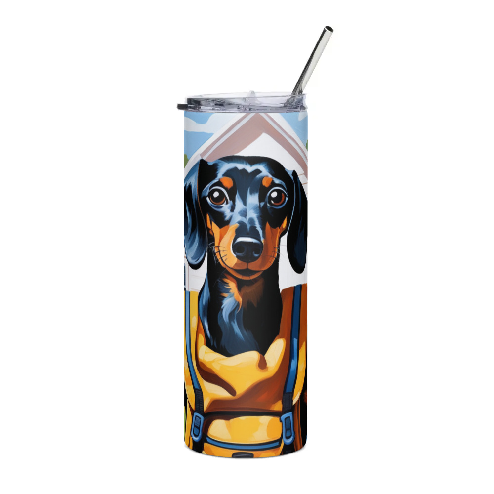 PugMug Custom Black Dachshund Stainless Steel Tumbler