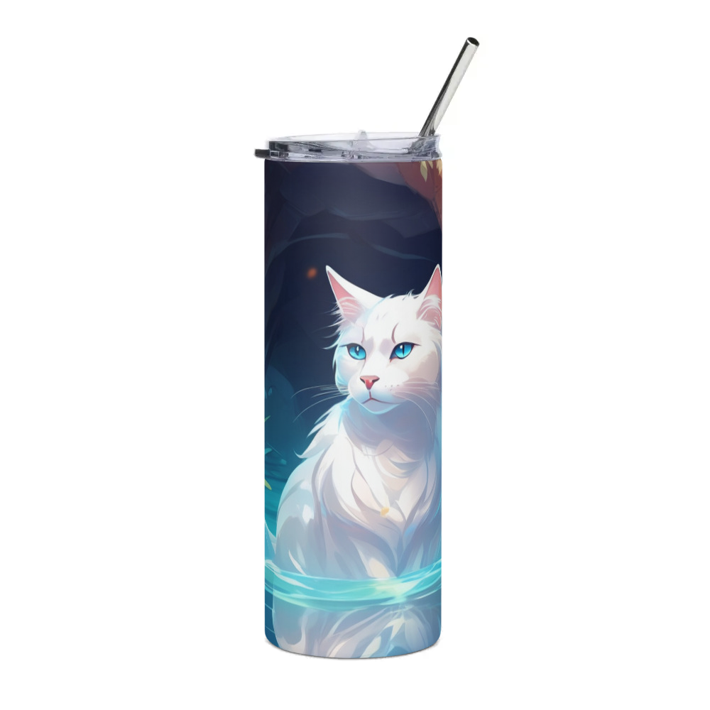 PugMug Custom White Companion Cat Stainless Steel Tumbler