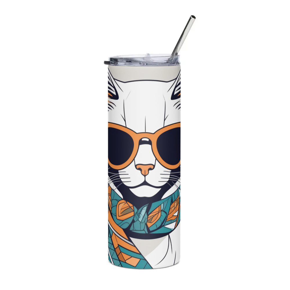PugMug Custom White Exotic Cat Stainless Steel Tumbler