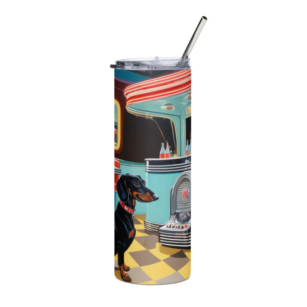 PugMug Custom Black Dachshund Stainless Steel Tumbler