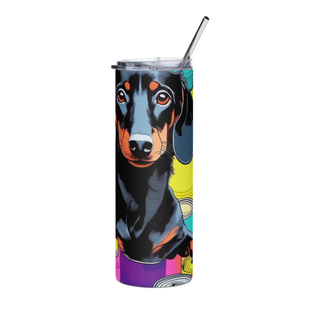 PugMug Custom Black Dachshund Stainless Steel Tumbler