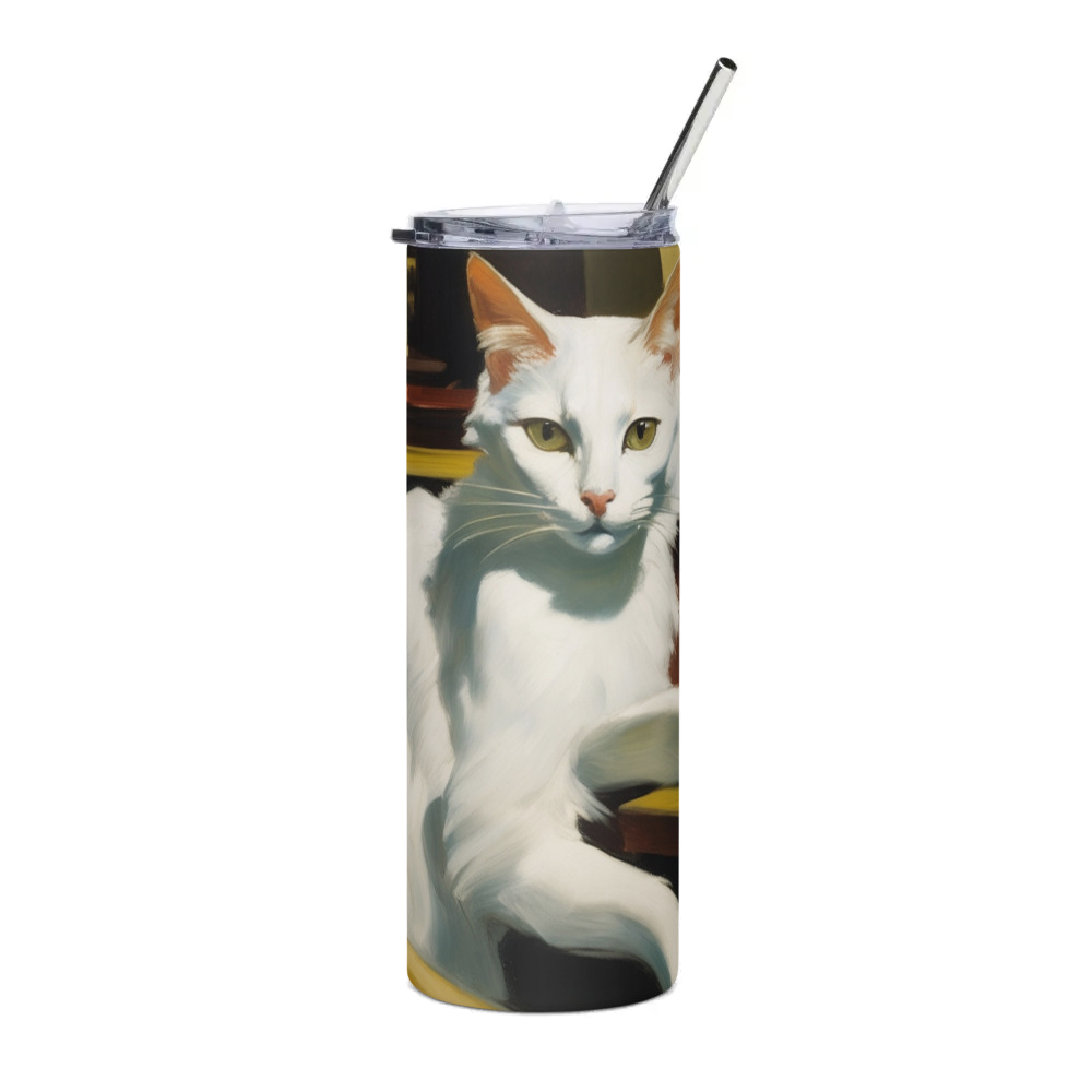 PugMug Custom White Companion Cat Stainless Steel Tumbler