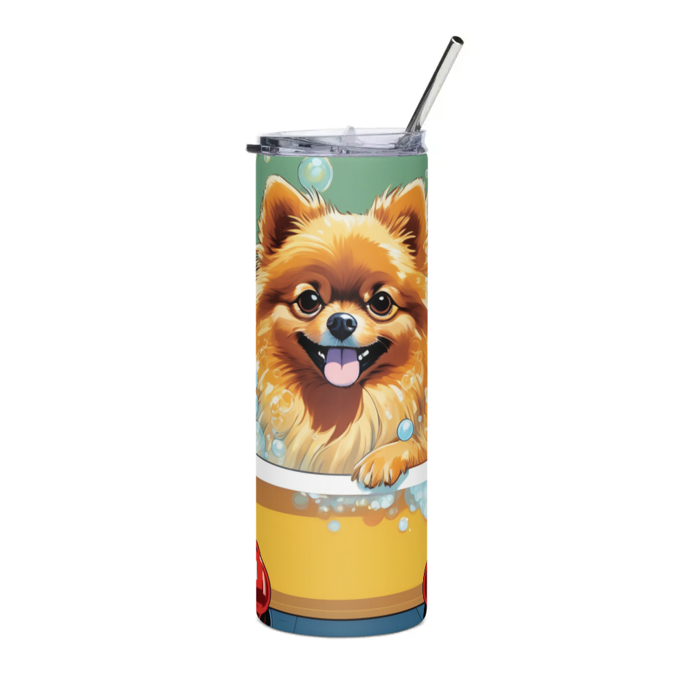 PugMug Custom Tan Pomeranian Stainless Steel Tumbler
