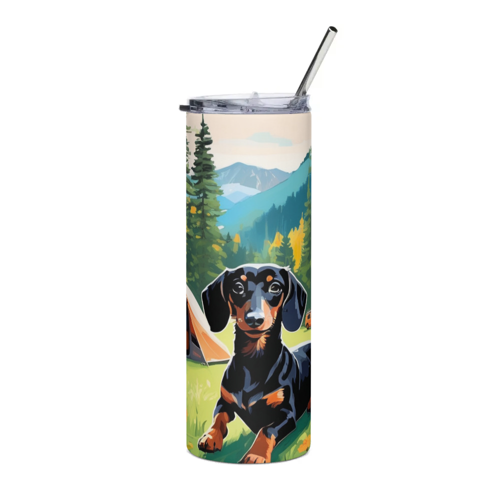 PugMug Custom Black Dachshund Stainless Steel Tumbler