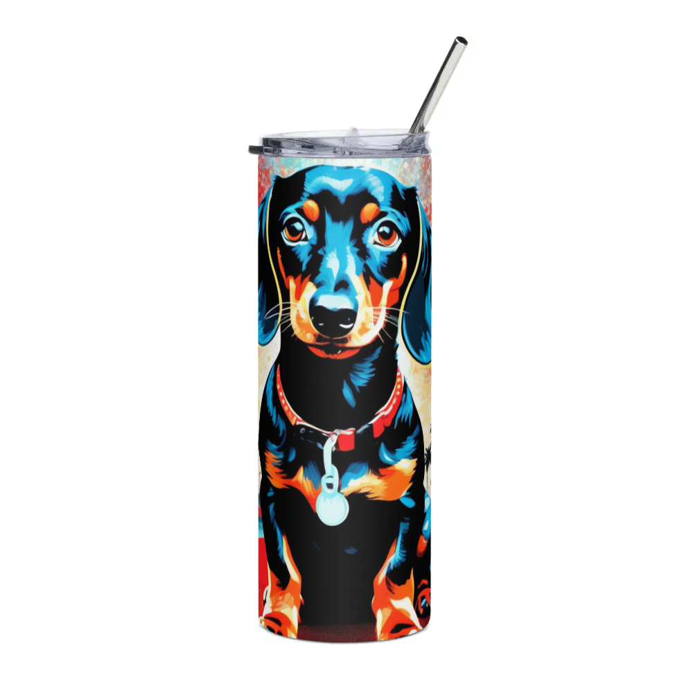 PugMug Custom Black Dachshund Stainless Steel Tumbler