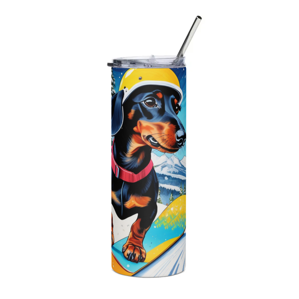 PugMug Custom Black Dachshund Stainless Steel Tumbler