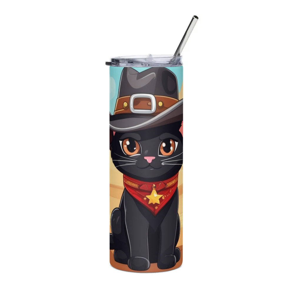 PugMug Custom Black Exotic Cat Stainless Steel Tumbler