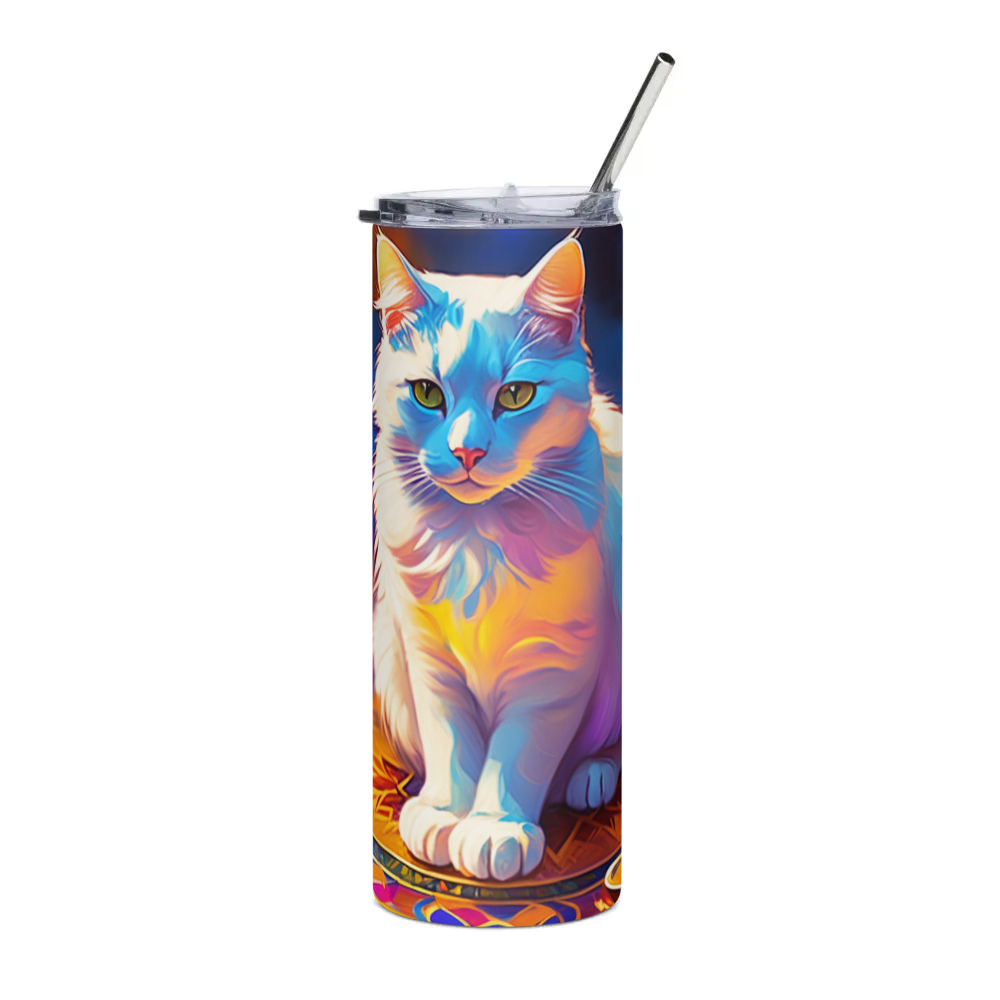 PugMug Custom White Companion Cat Stainless Steel Tumbler