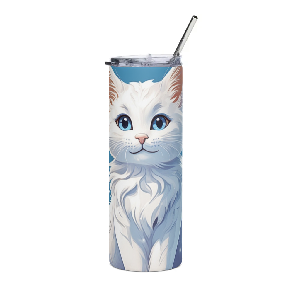 PugMug Custom White Companion Cat Stainless Steel Tumbler