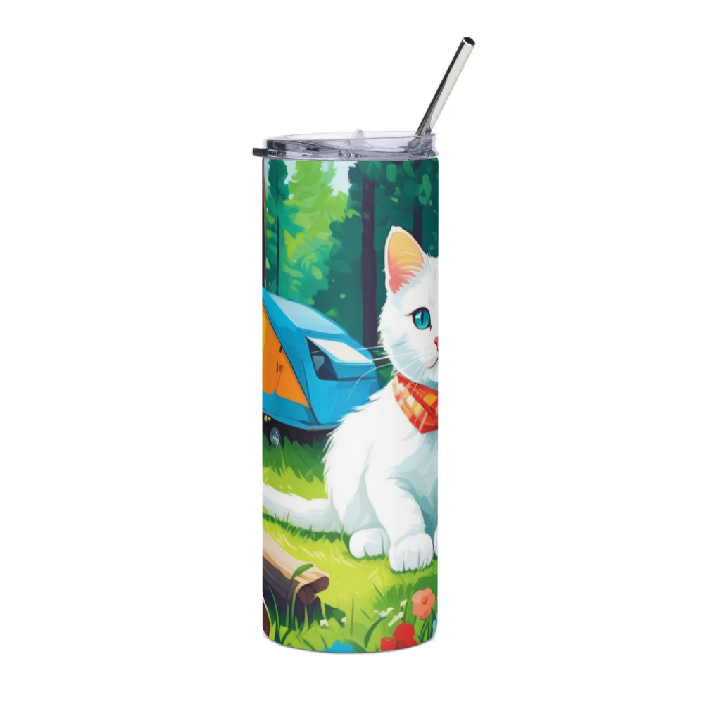 PugMug Custom White Companion Cat Stainless Steel Tumbler