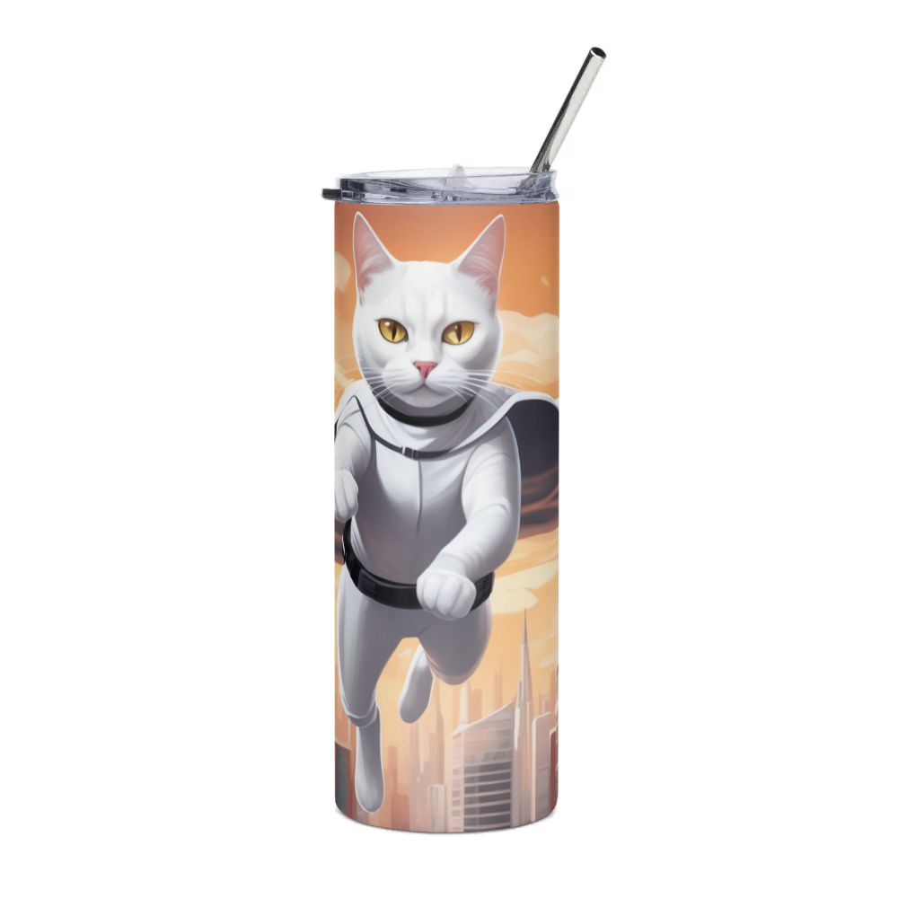 PugMug Custom White Companion Cat Stainless Steel Tumbler