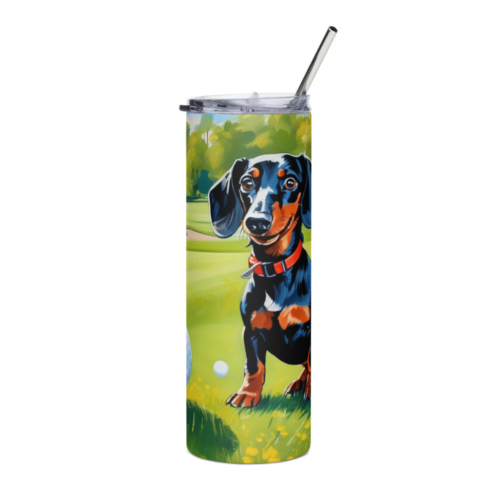 PugMug Custom Black Dachshund Stainless Steel Tumbler