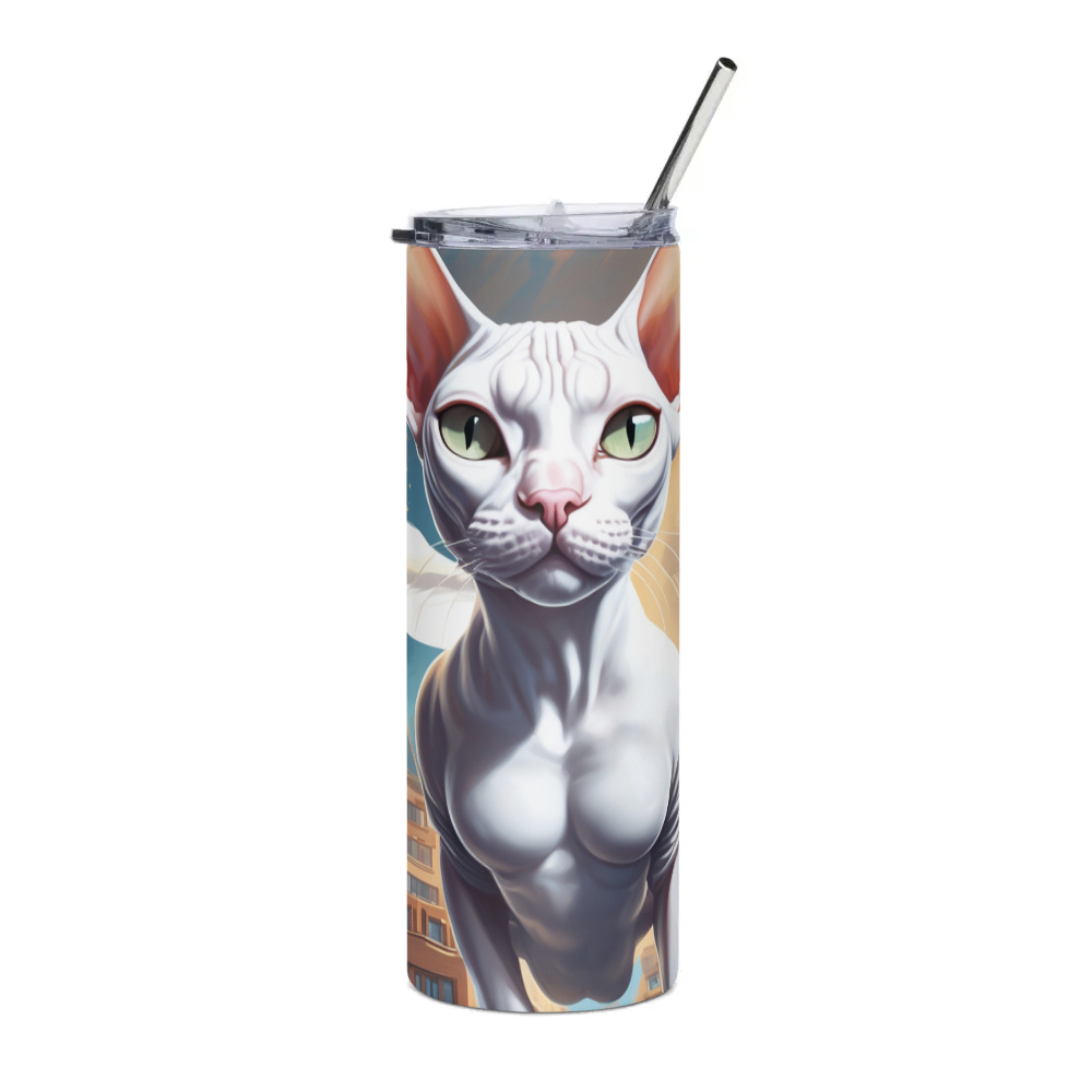 PugMug Custom White Sphynx Cat Stainless Steel Tumbler