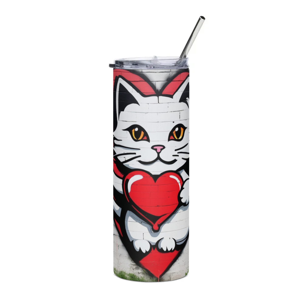 PugMug Custom White Companion Cat Stainless Steel Tumbler