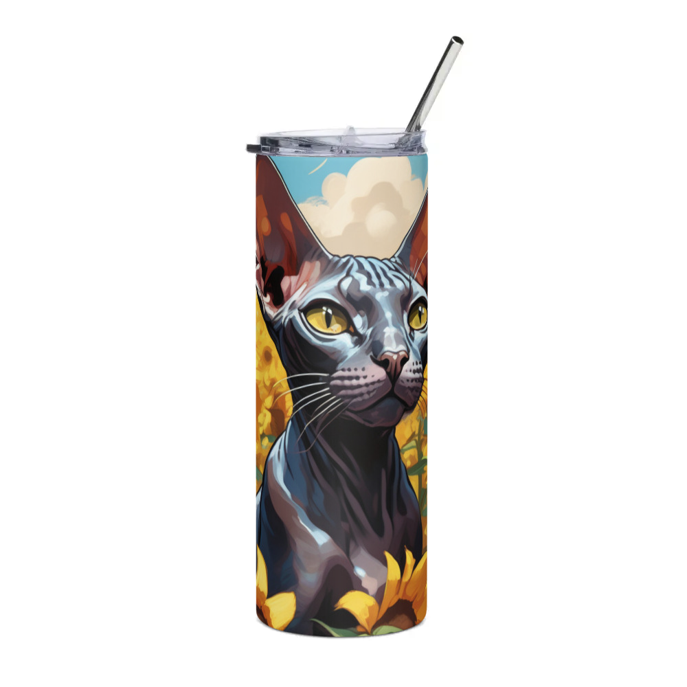 PugMug Custom Black Sphynx Cat Stainless Steel Tumbler