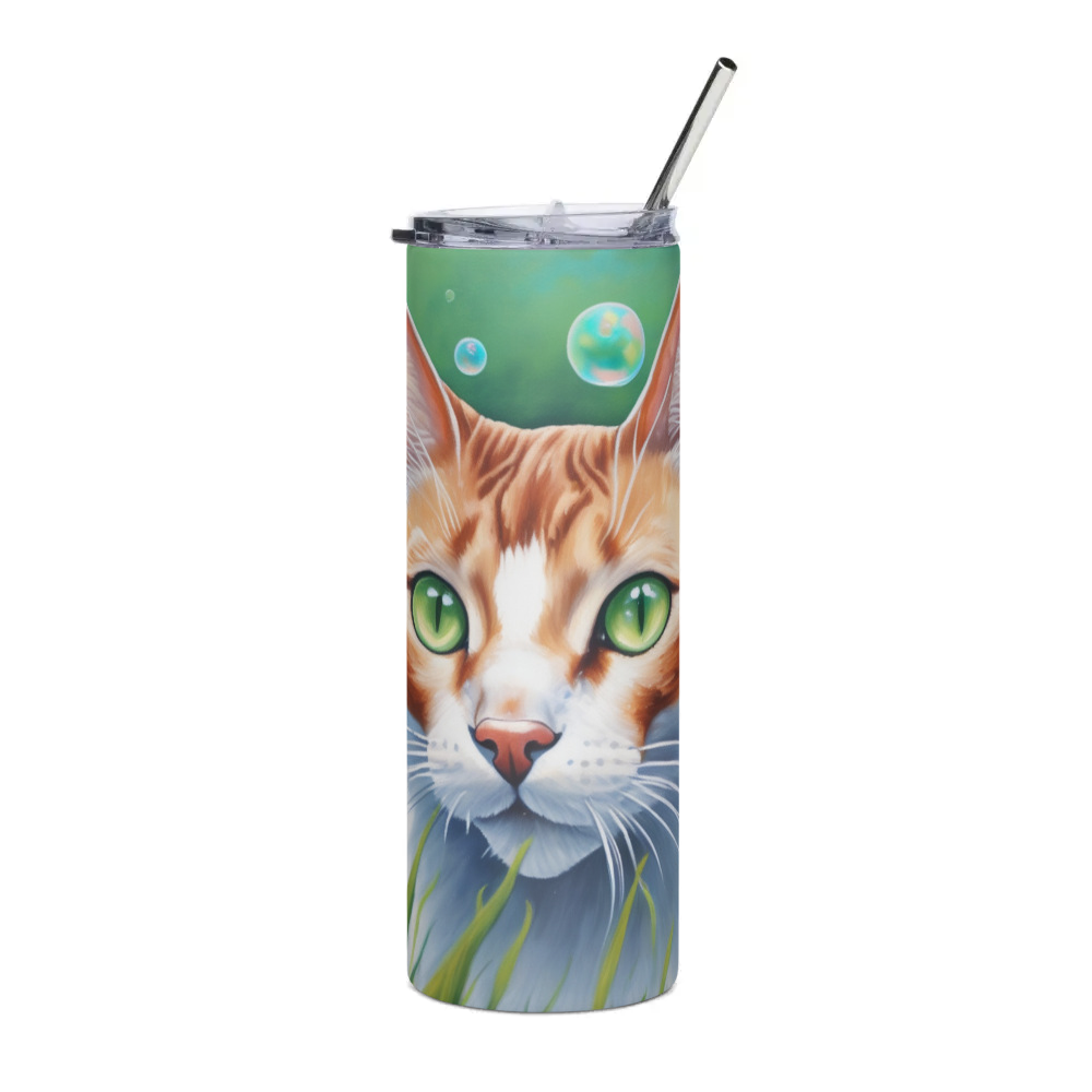 PugMug Custom White Abyssinian Cat Stainless Steel Tumbler