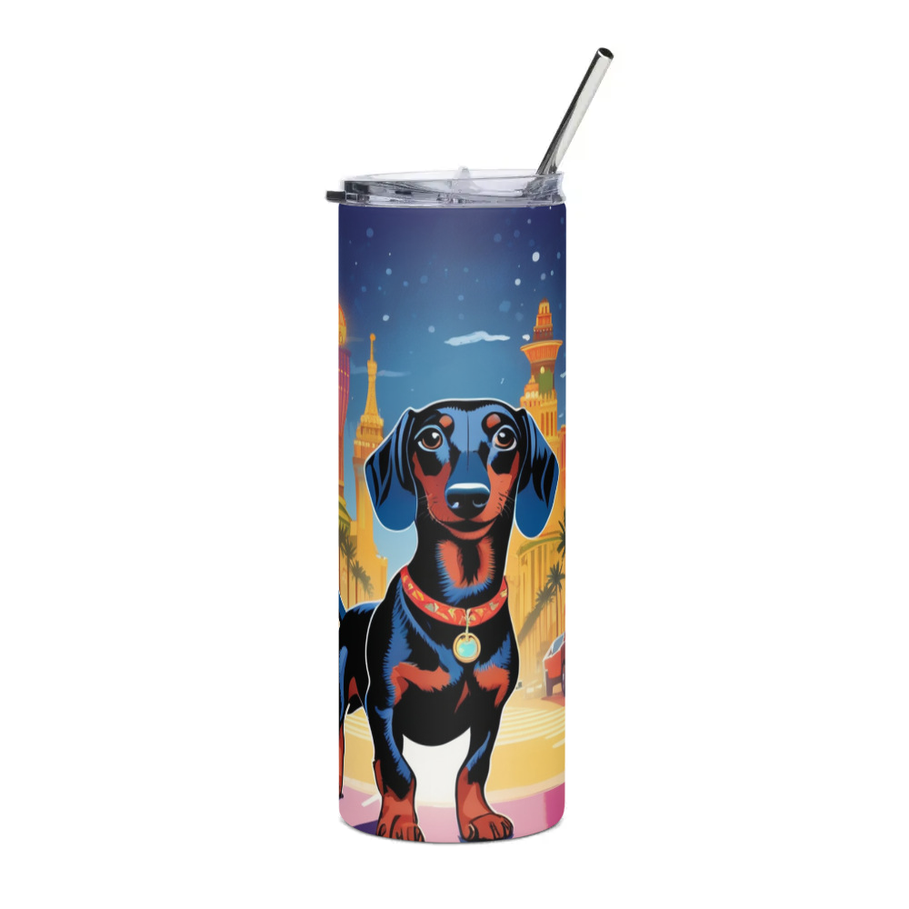 PugMug Custom Black Dachshund Stainless Steel Tumbler